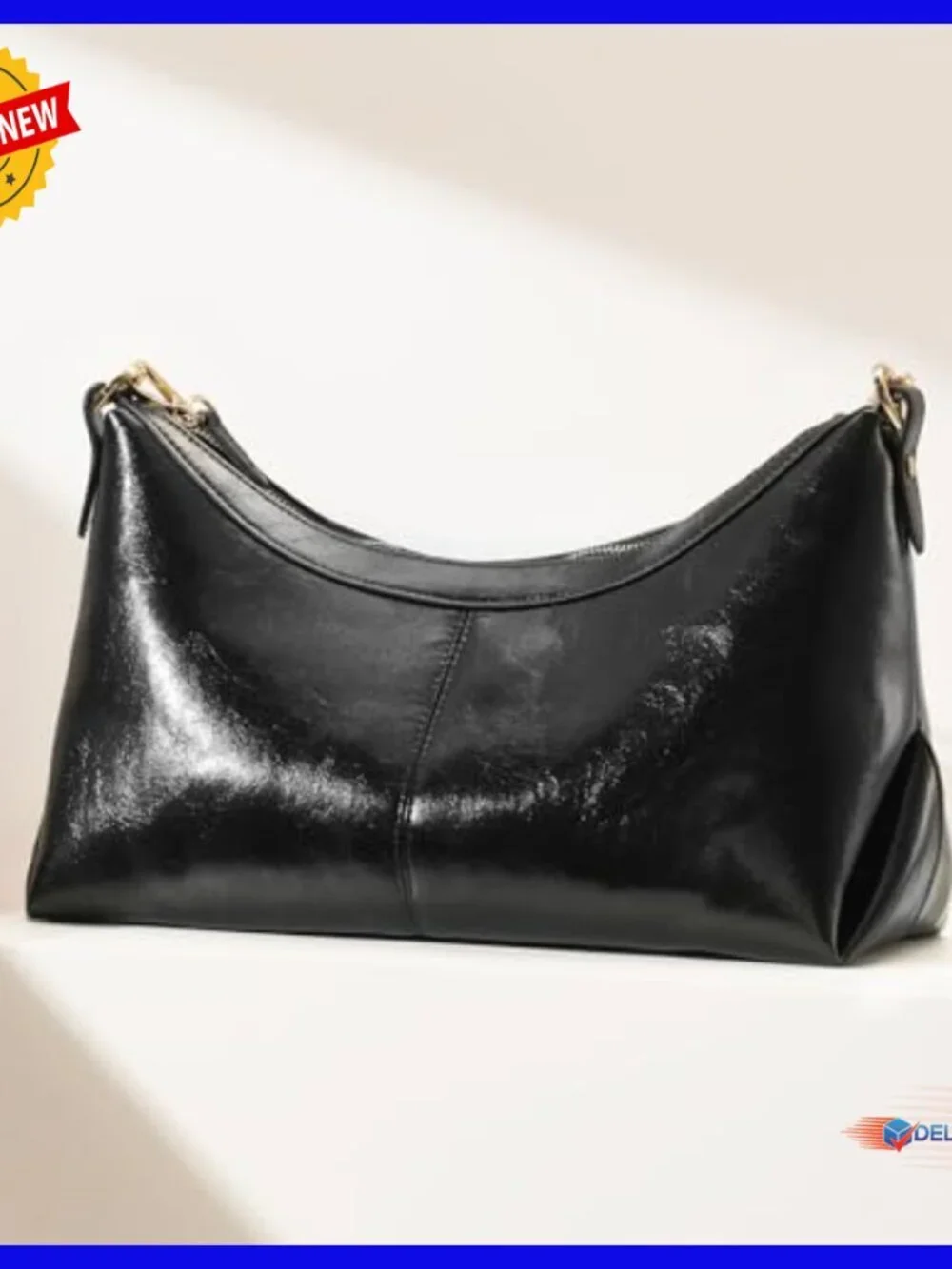 Medium Vegan Leather Hobo Shoulder Bag with Zip Closure